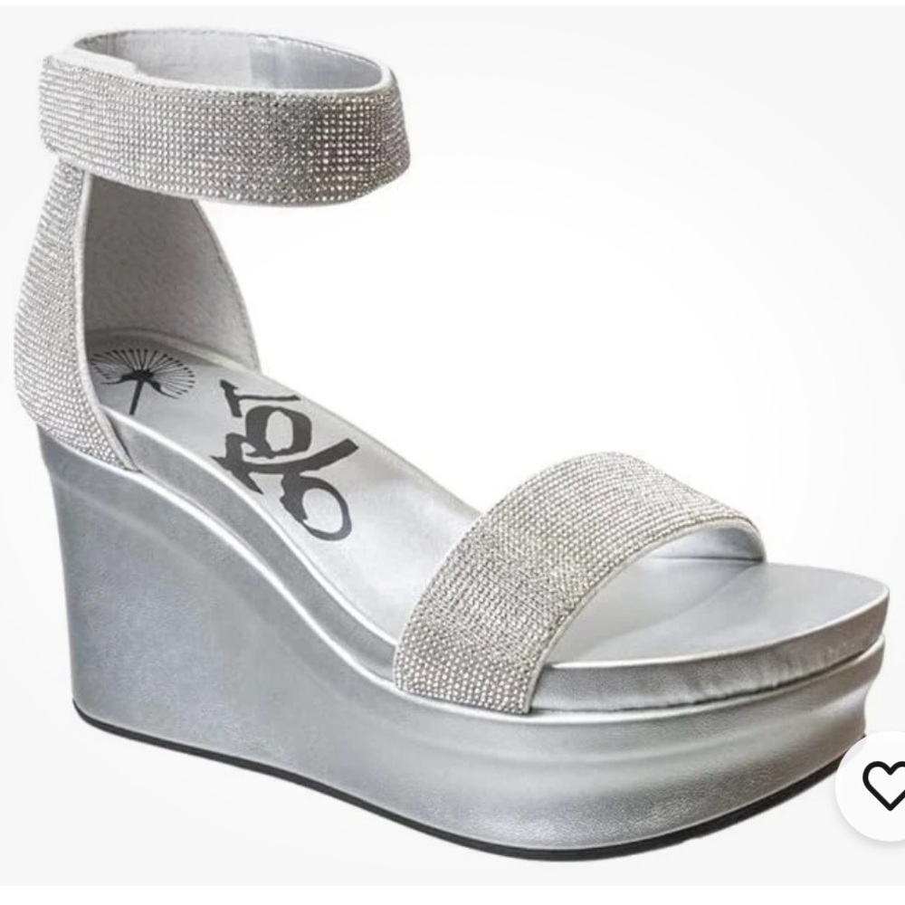 OTBT Silver Rhinestone Platform Wedge Sandals